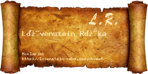 Lövenstein Réka névjegykártya